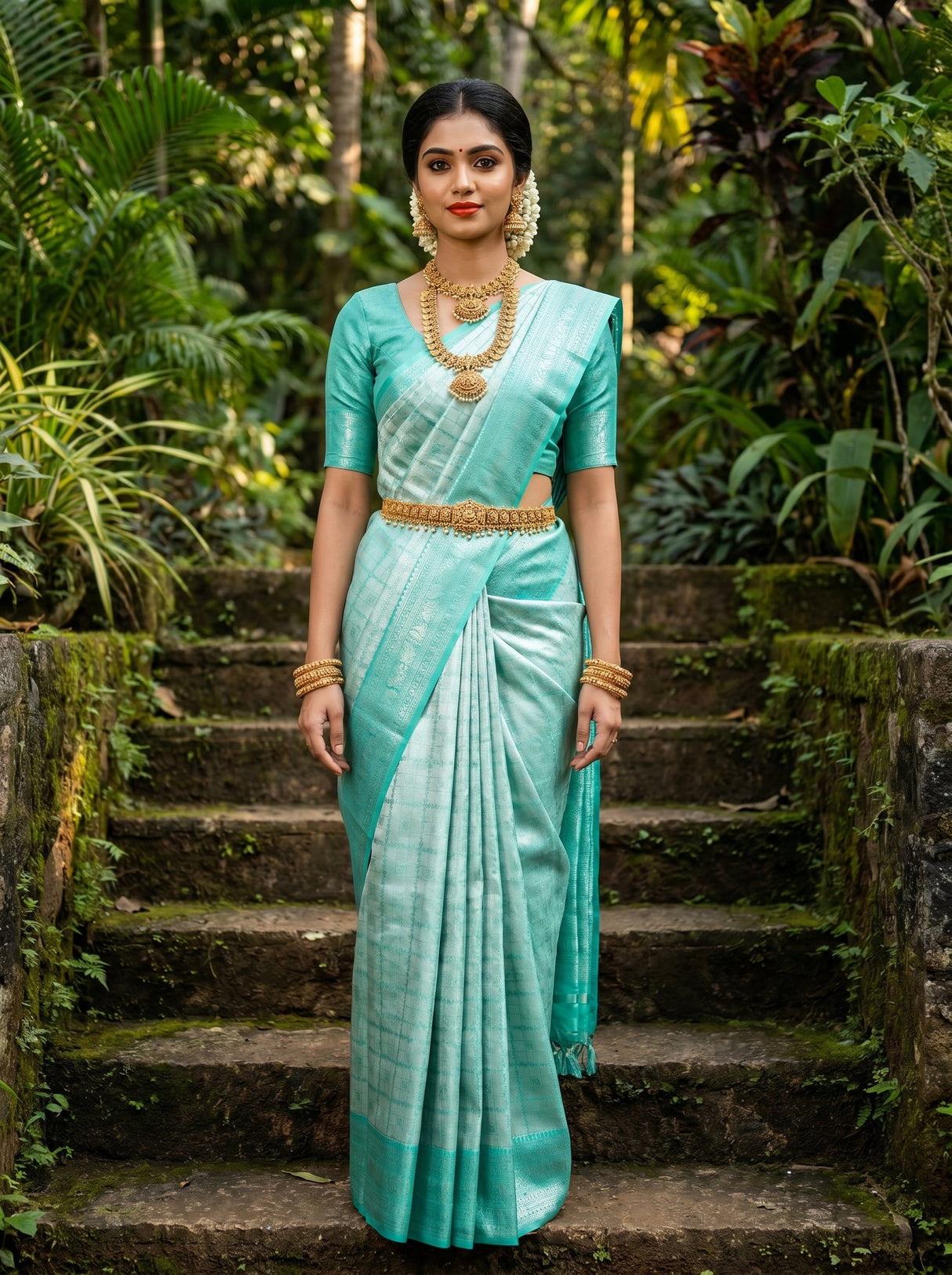 MIMOSA Rama Kanjivaram Art Silk Saree — Full View