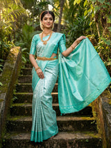 MIMOSA Rama Kanjivaram Art Silk Saree — Lower Body Drape Detail