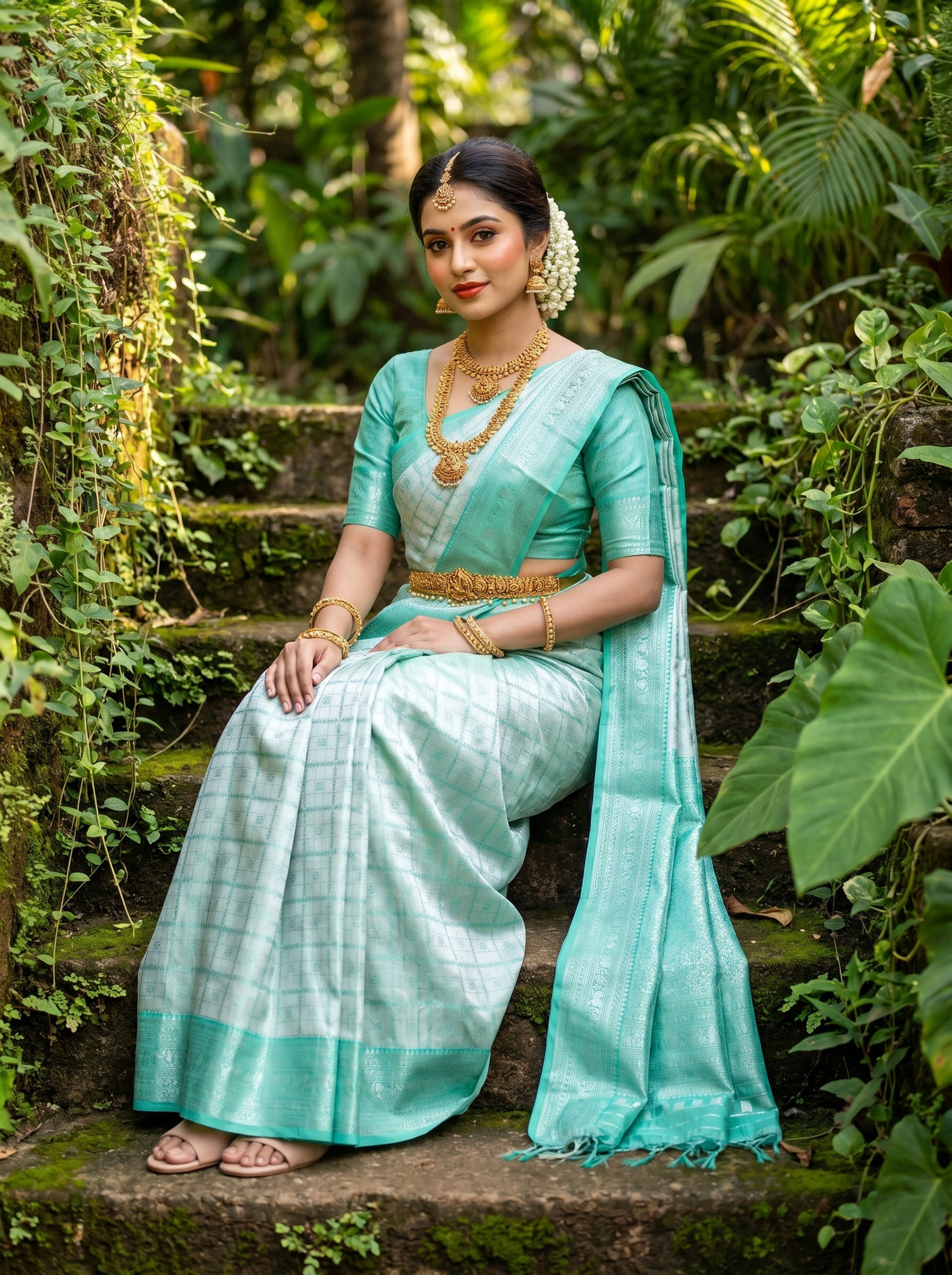 MIMOSA Rama Kanjivaram Art Silk Saree — pose 7 styling detail