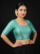 MIMOSA Rama Kanjivaram Art Silk Saree — blouse close-up