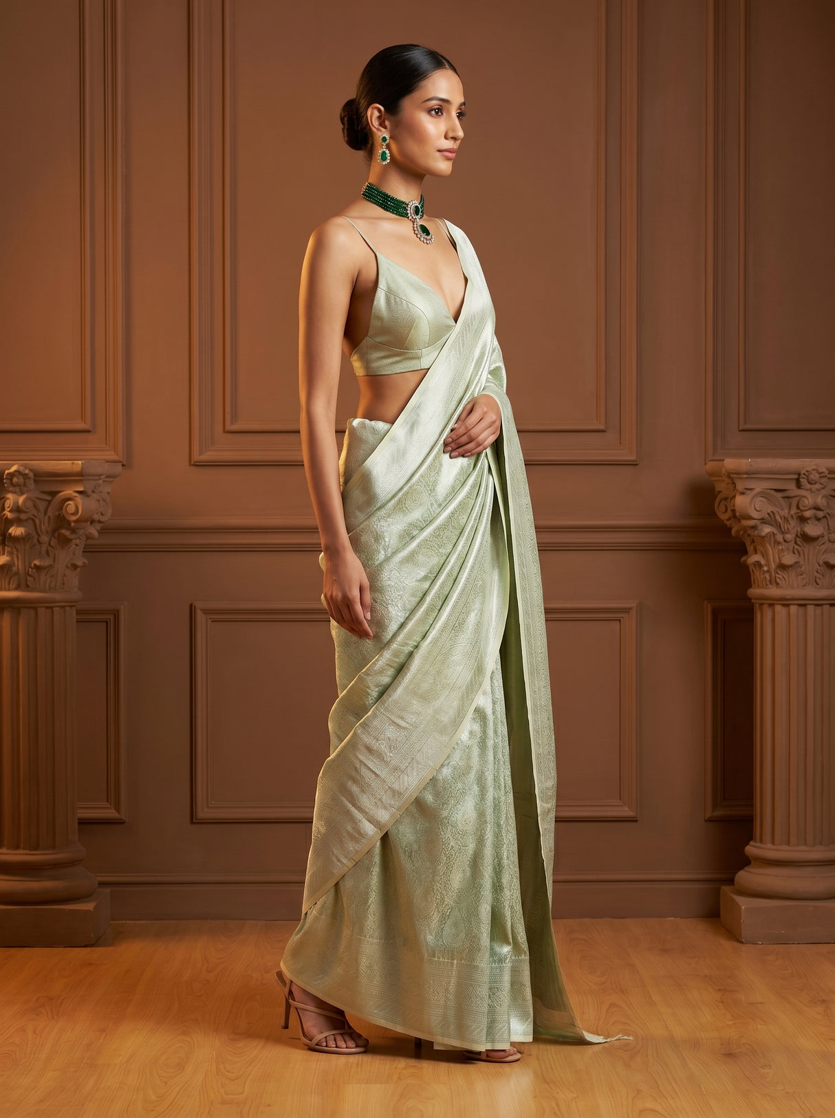 MIMOSA Liril Kanjivaram Art Silk Saree — Close-up of Pallu