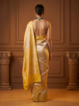 MIMOSA Mustard Kanjivaram Art Silk Saree — Close-up of Pallu