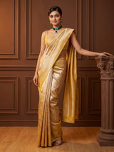 MIMOSA Mustard Kanjivaram Art Silk Saree — pose 5 styling detail