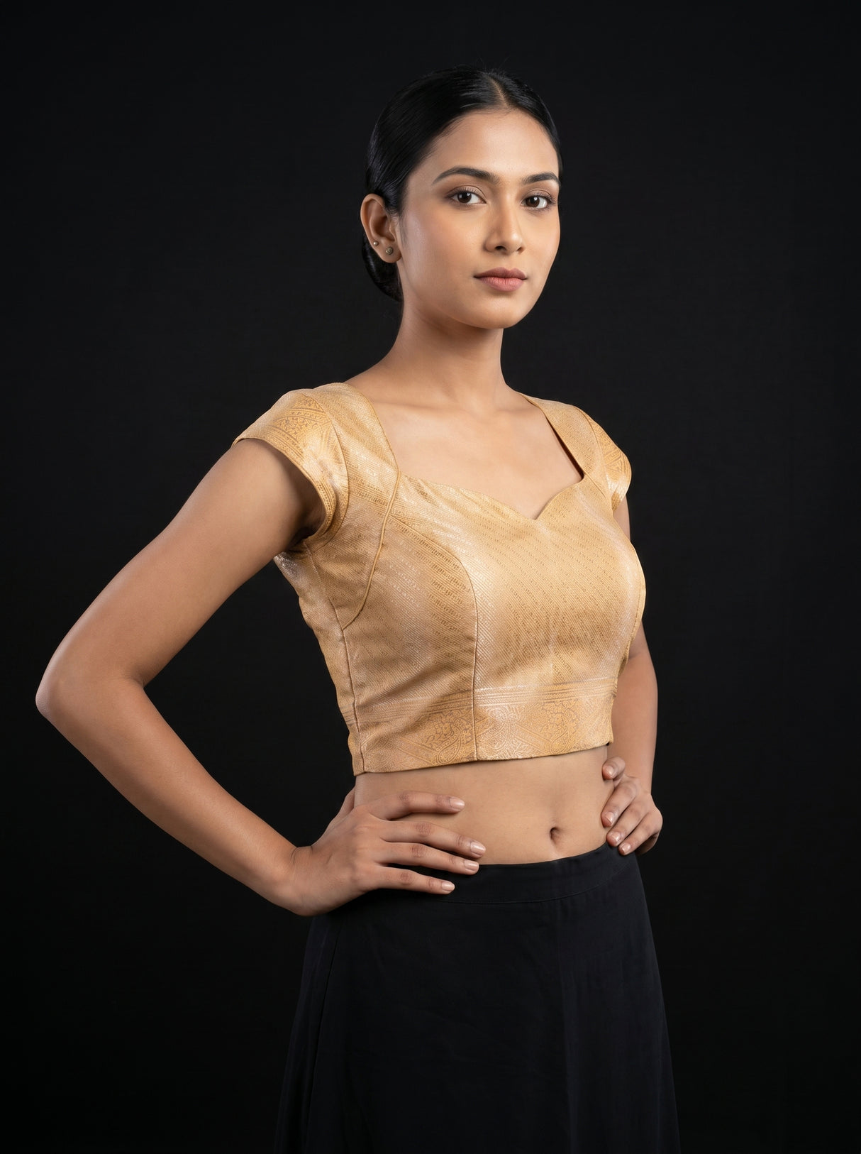 MIMOSA Mustard Kanjivaram Art Silk Saree — blouse close-up