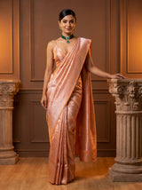MIMOSA Peach Kanjivaram Art Silk Saree — Blouse View
