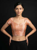 MIMOSA Peach Kanjivaram Art Silk Saree — blouse close-up