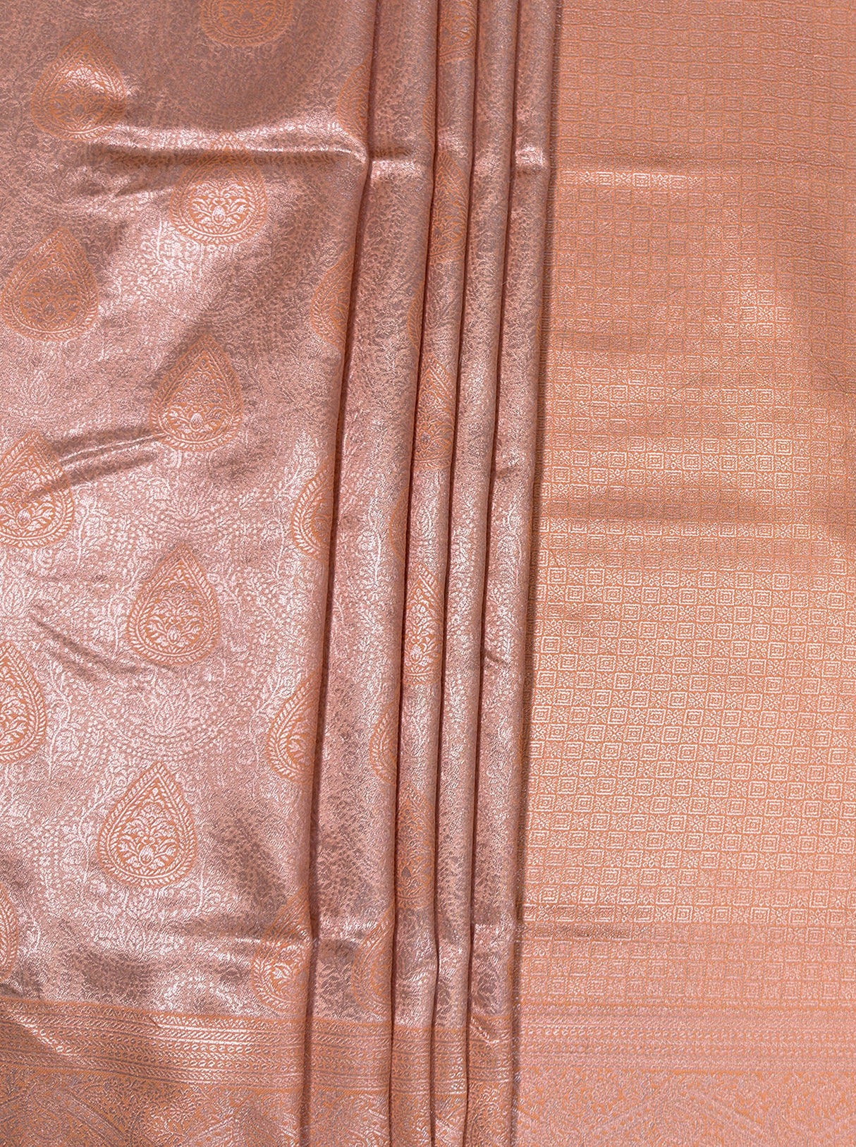 MIMOSA Peach Kanjivaram Art Silk Saree — fleets shot full lifestyle