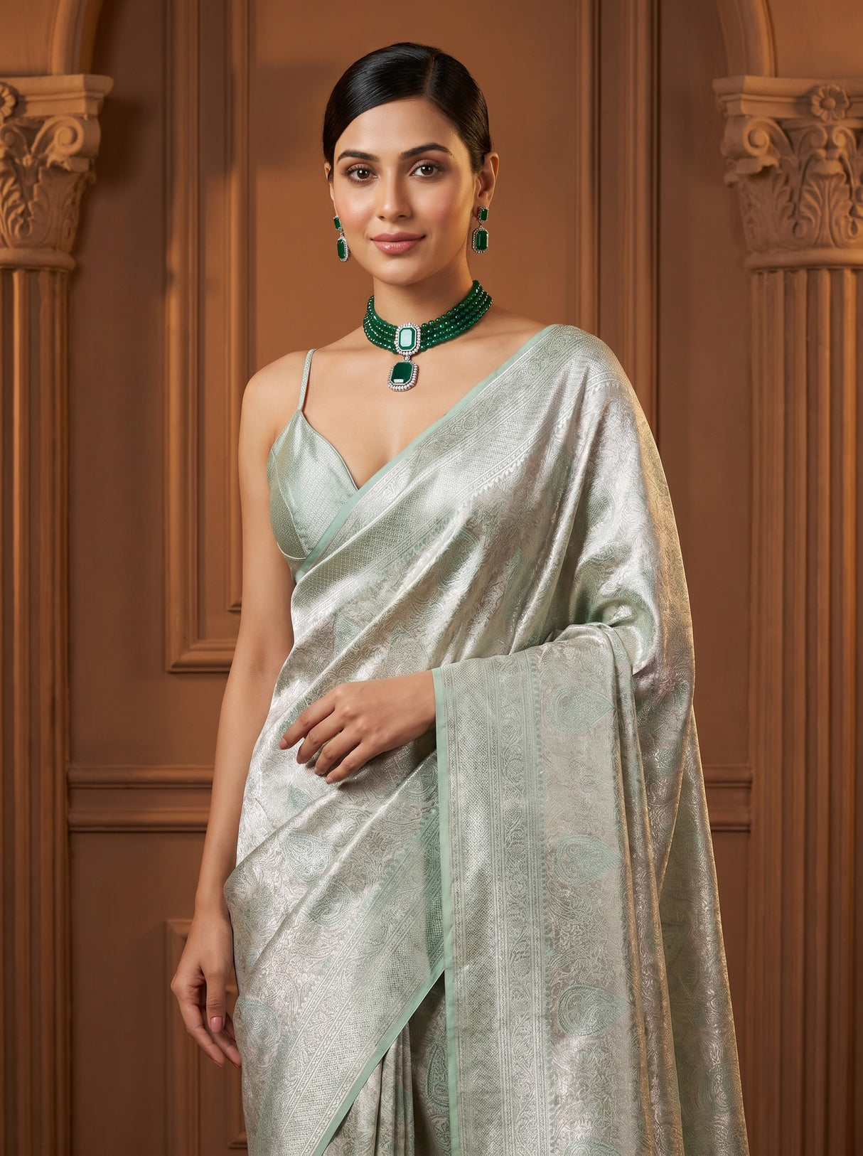 MIMOSA Pink Kanjivaram Art Silk Saree — pose 10 styling detail