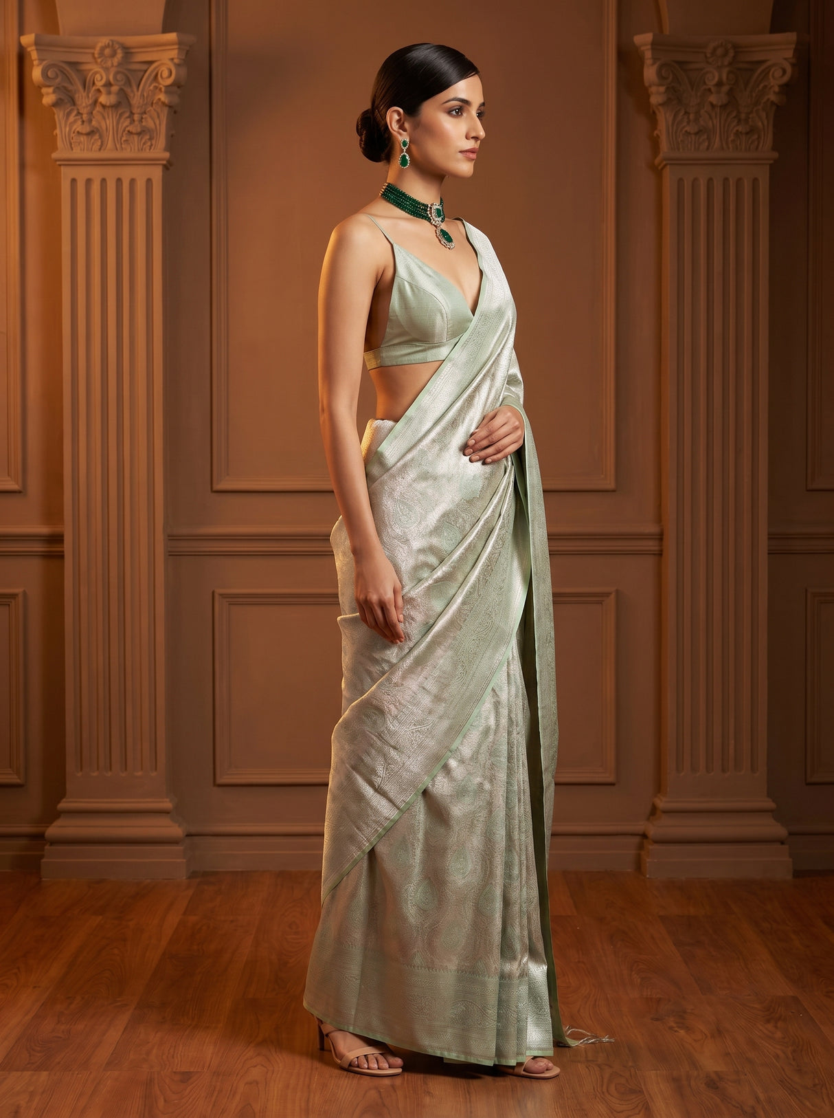 MIMOSA Pink Kanjivaram Art Silk Saree — Blouse View