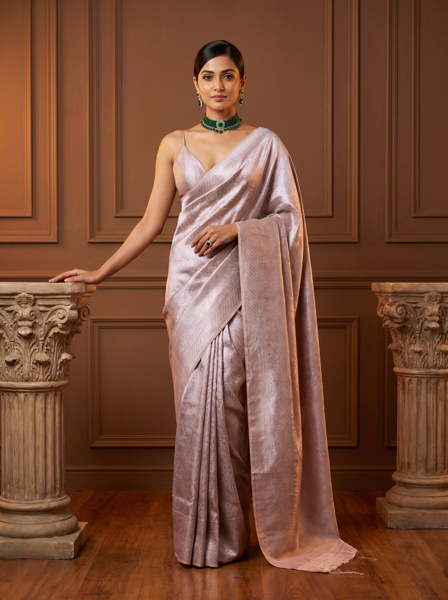 MIMOSA Violet Kanjivaram Art Silk Saree — Full View