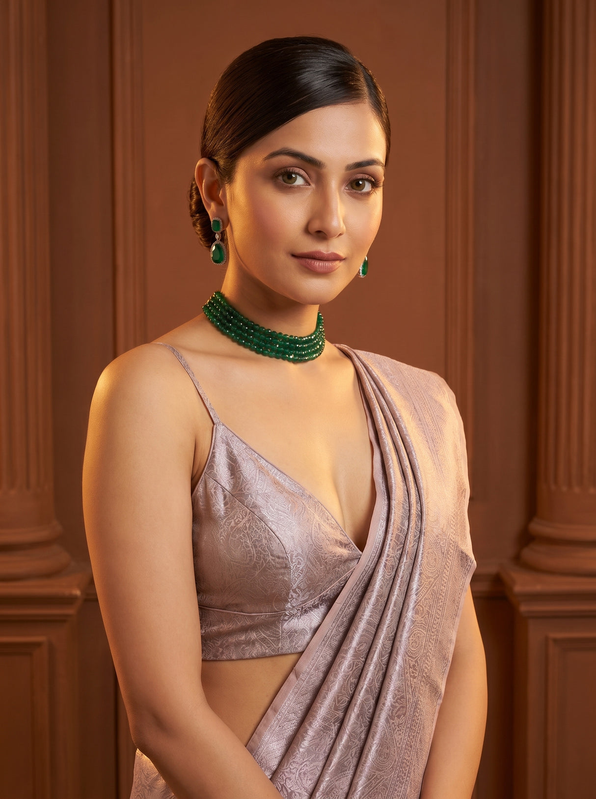 MIMOSA Violet Kanjivaram Art Silk Saree — pose 10 styling detail