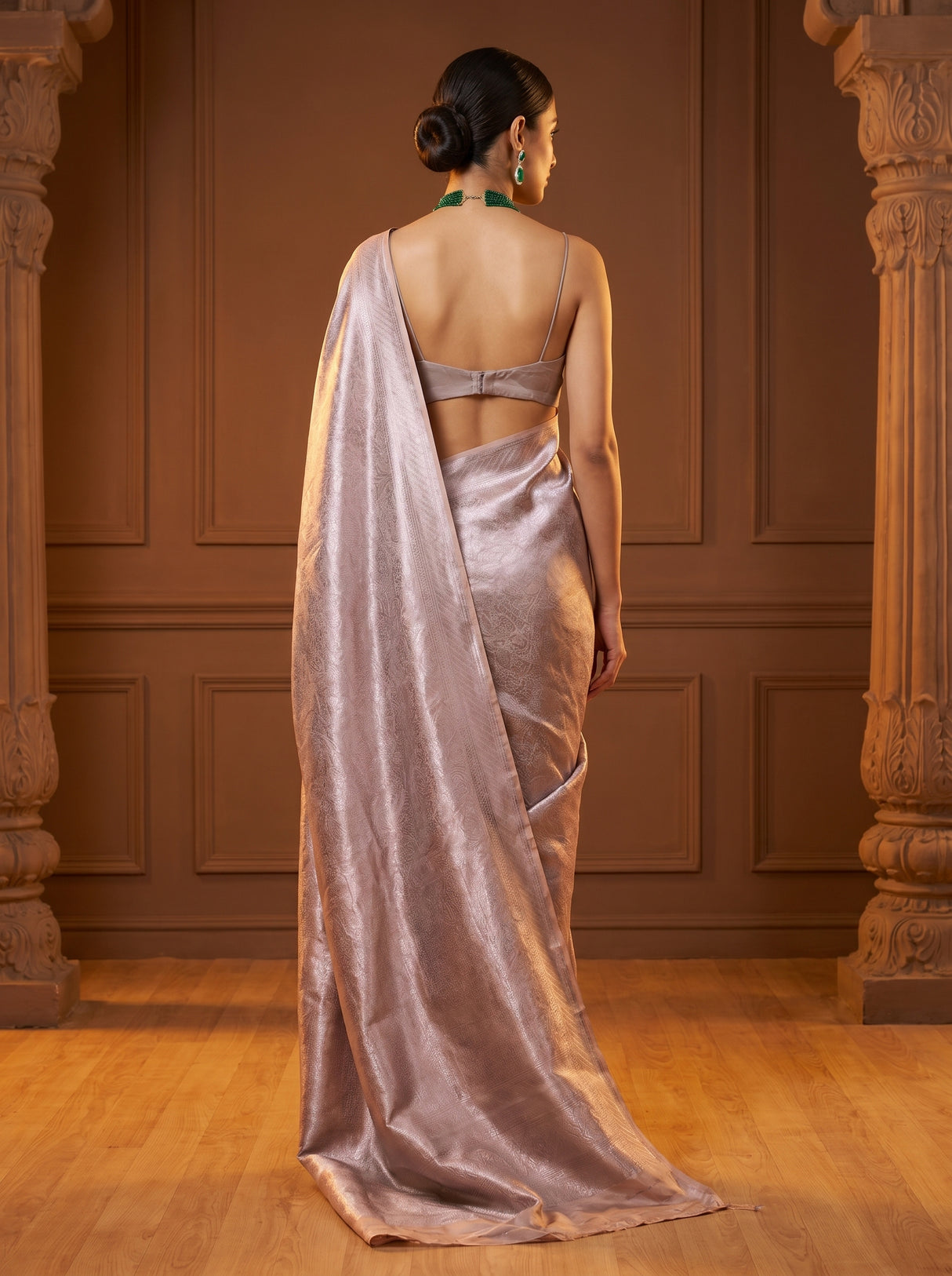 MIMOSA Violet Kanjivaram Art Silk Saree — Close-up of Pallu