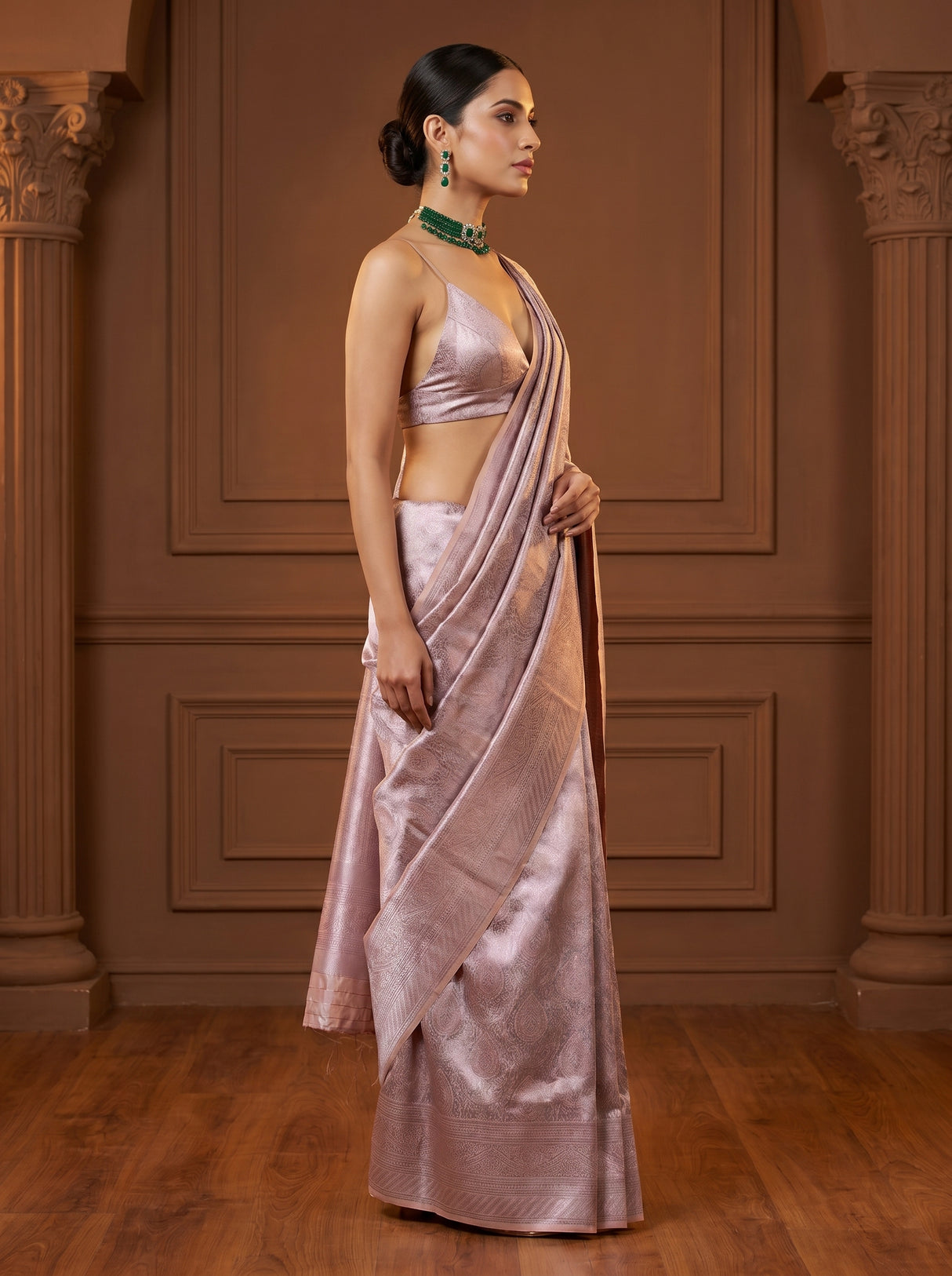 MIMOSA Violet Kanjivaram Art Silk Saree — Blouse View