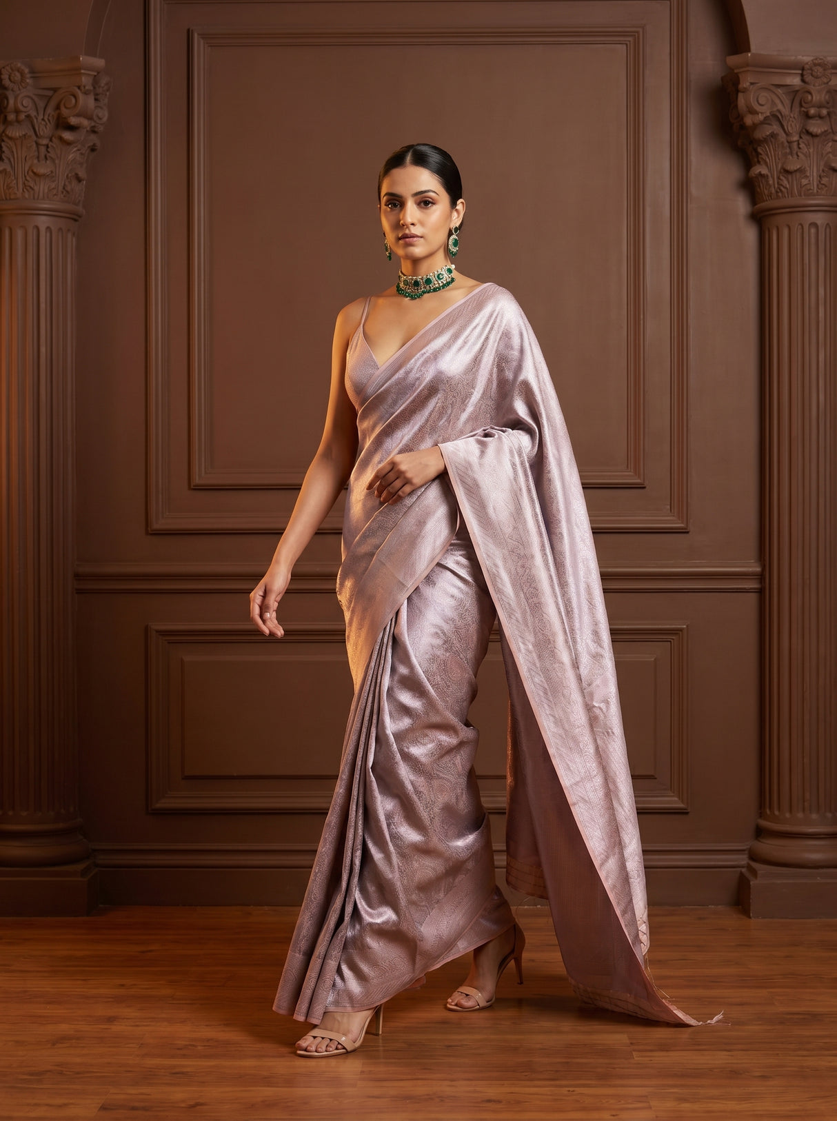 MIMOSA Violet Kanjivaram Art Silk Saree — pose 7 styling detail