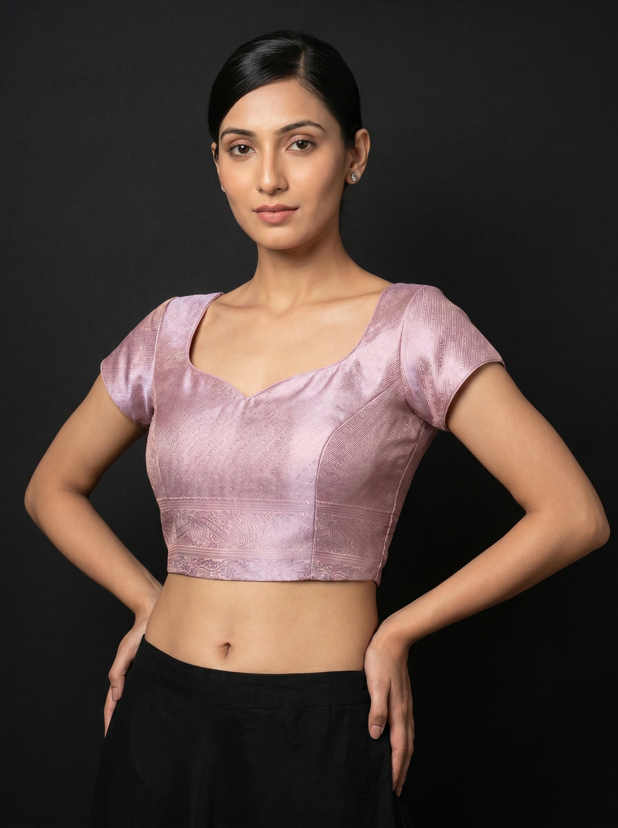 MIMOSA Violet Kanjivaram Art Silk Saree — blouse close-up