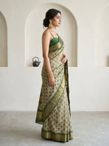MIMOSA Beige Banarasi Art Silk Saree — Blouse Fabric Detail