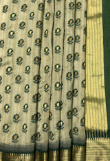 MIMOSA Beige Banarasi Art Silk Saree — fleets shot full lifestyle