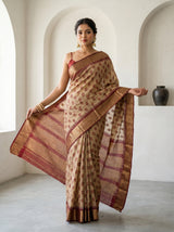 MIMOSA Maroon Banarasi Art Silk Saree — pose 6 styling detail