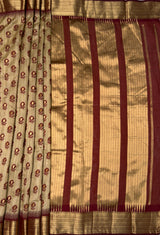 MIMOSA Maroon Banarasi Art Silk Saree — pallu and zari work detail