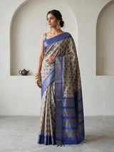 MIMOSA Royal Blue Banarasi Art Silk Saree — pose 10 styling detail