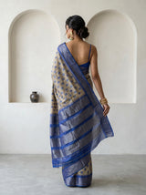 MIMOSA Royal Blue Banarasi Art Silk Saree — Blouse Fabric Detail