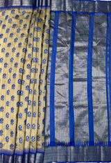 MIMOSA Royal Blue Banarasi Art Silk Saree — pallu and zari work detail