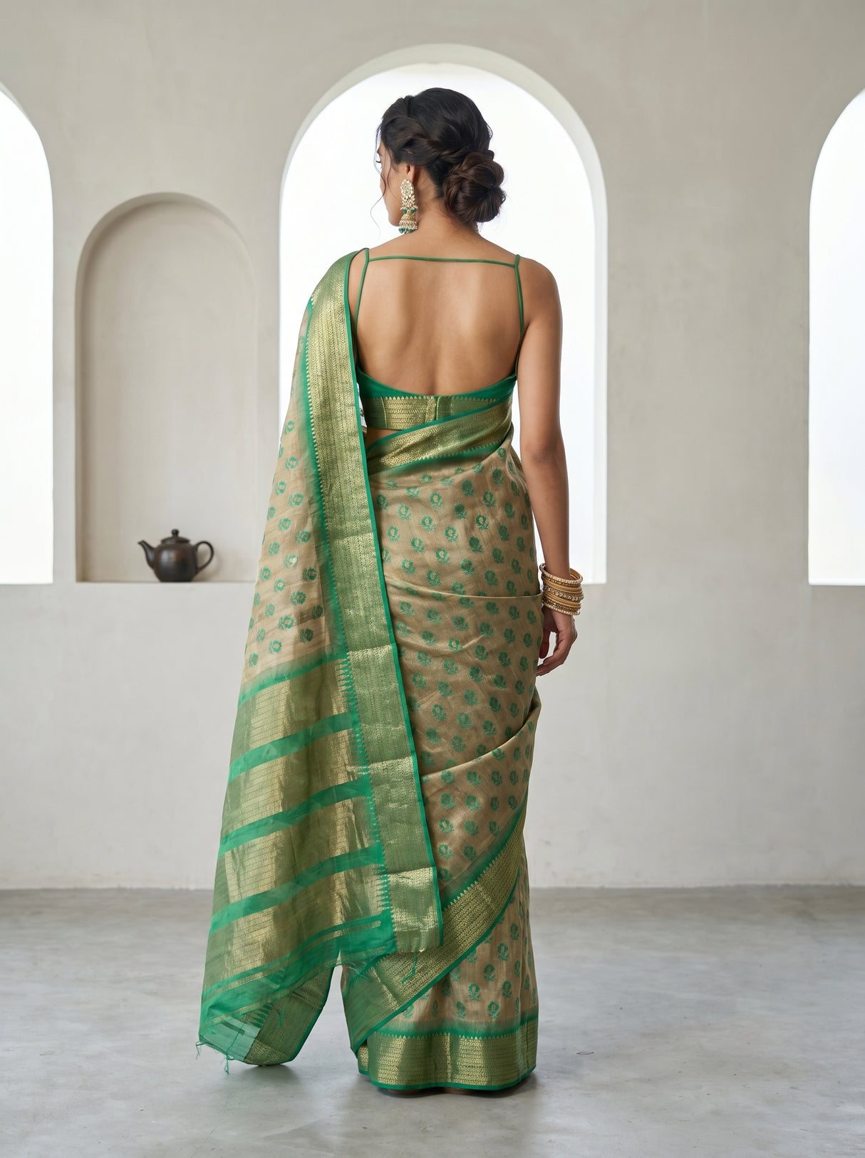 MIMOSA Rama Banarasi Art Silk Saree — Blouse Fabric Detail