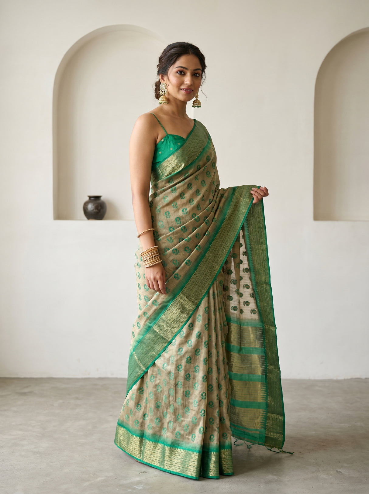 MIMOSA Rama Banarasi Art Silk Saree — pose 5 styling detail