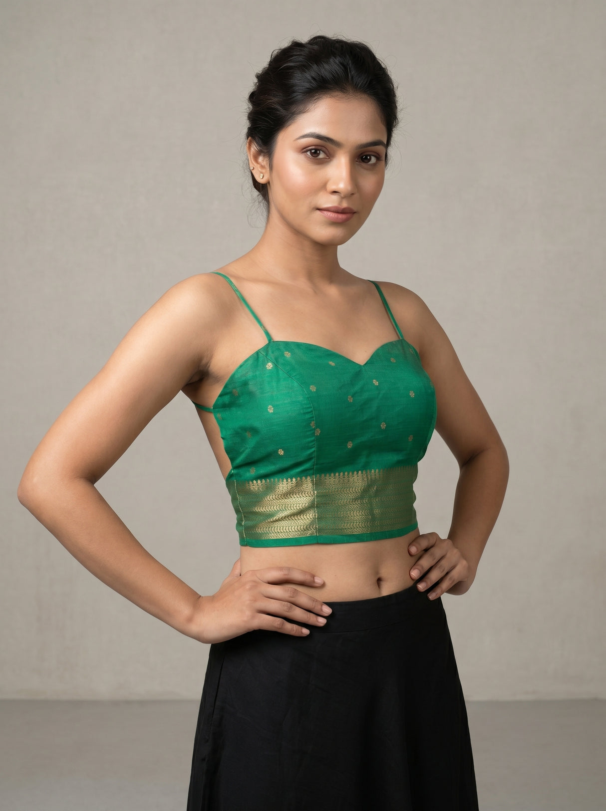 MIMOSA Rama Banarasi Art Silk Saree — blouse close-up