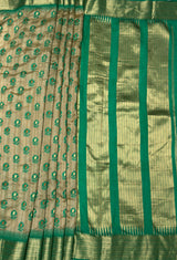 MIMOSA Rama Banarasi Art Silk Saree — pallu and zari work detail
