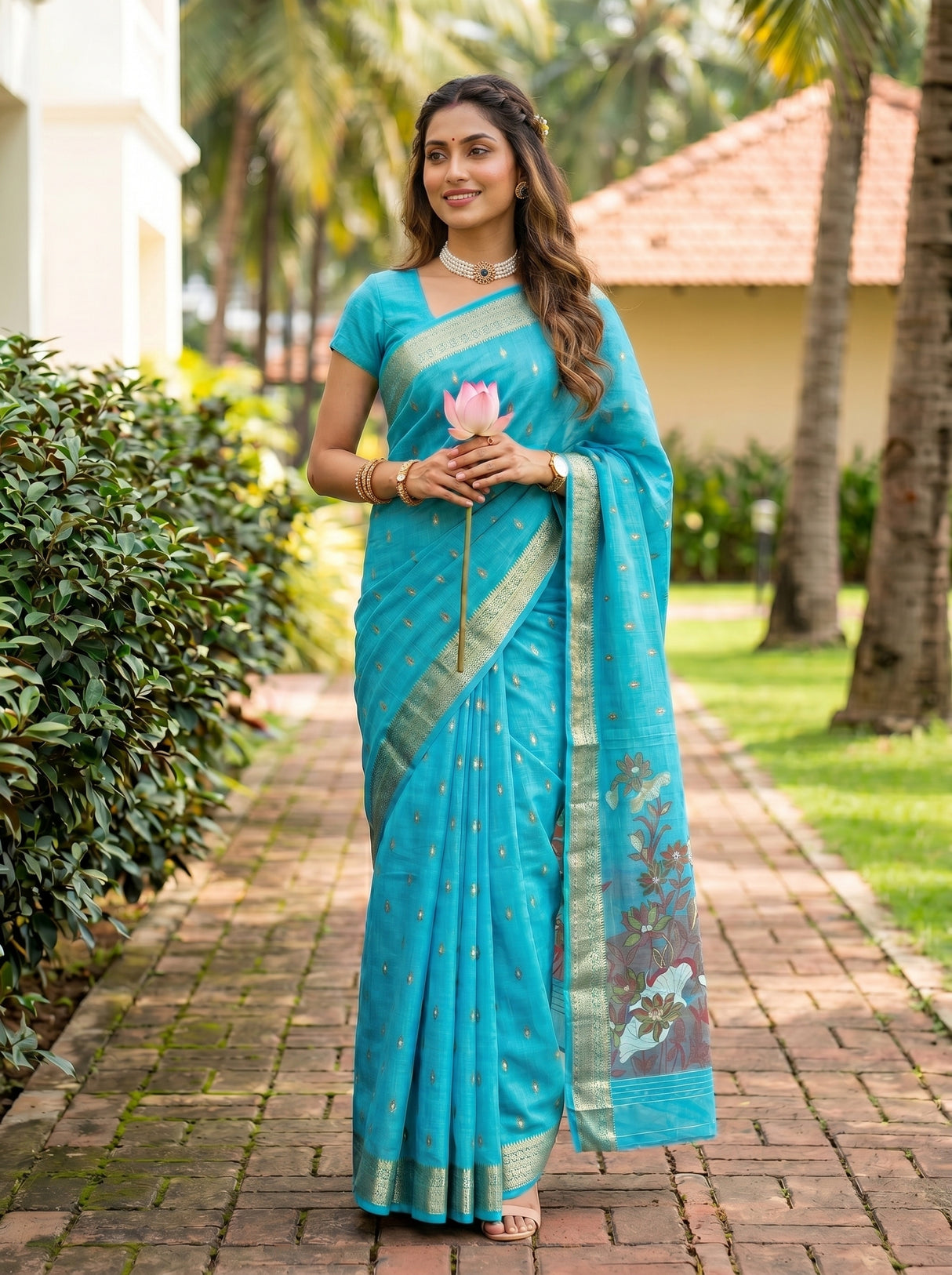 MIMOSA Ananda Banarasi Art Silk Saree — pose 5 styling detail