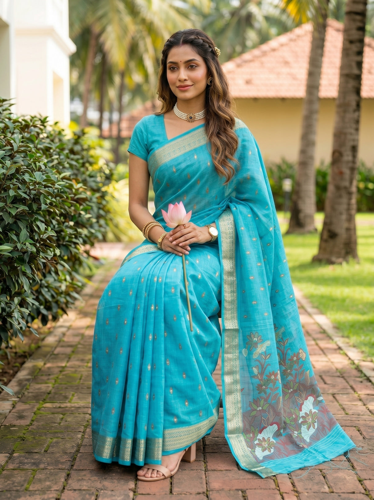 MIMOSA Ananda Banarasi Art Silk Saree — pose 8 styling detail