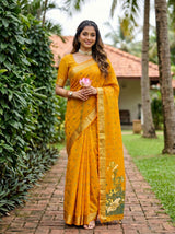 MIMOSA Gold Banarasi Art Silk Saree — pose 10 styling detail