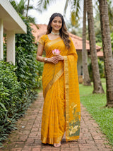 MIMOSA Gold Banarasi Art Silk Saree — pose 6 styling detail