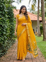 MIMOSA Gold Banarasi Art Silk Saree — pose 9 styling detail
