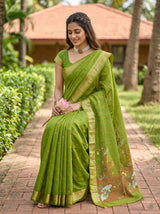 MIMOSA Olive Banarasi Art Silk Saree — pose 8 styling detail