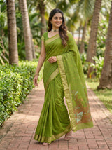 MIMOSA Olive Banarasi Art Silk Saree — pose 9 styling detail