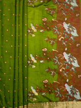 MIMOSA Olive Banarasi Art Silk Saree — pallu and zari work detail