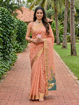 MIMOSA Peach Banarasi Art Silk Saree — pose 6 styling detail