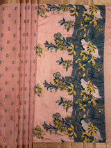 MIMOSA Peach Banarasi Art Silk Saree — pallu and zari work detail