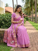 MIMOSA Pink Banarasi Art Silk Saree — pose 8 styling detail