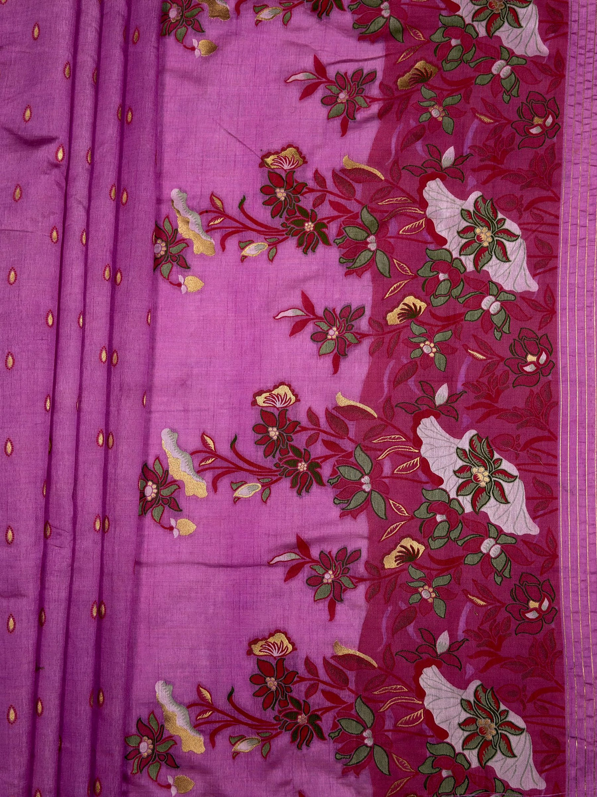 MIMOSA Pink Banarasi Art Silk Saree — pallu and zari work detail