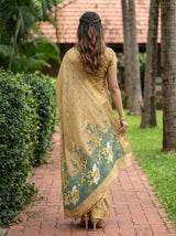 MIMOSA Tussar Banarasi Art Silk Saree — Model closeup