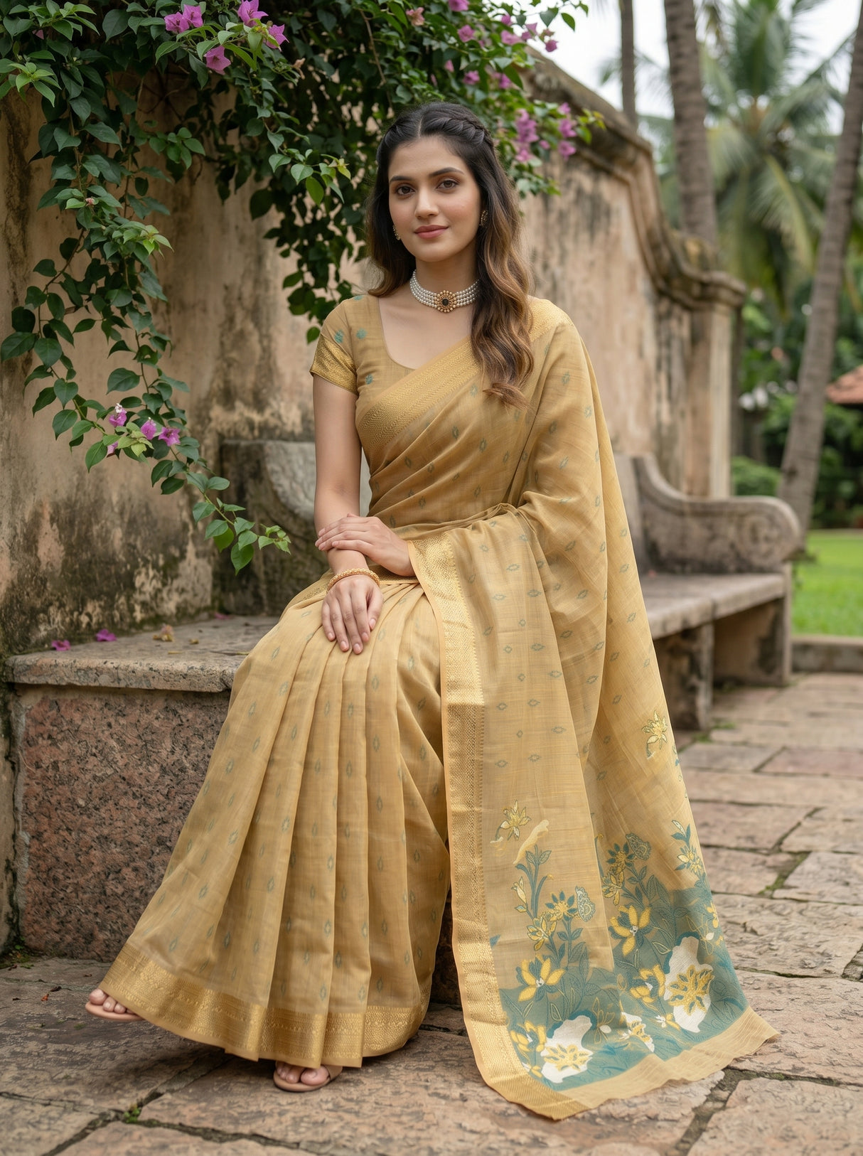 MIMOSA Tussar Banarasi Art Silk Saree — pose 8 styling detail
