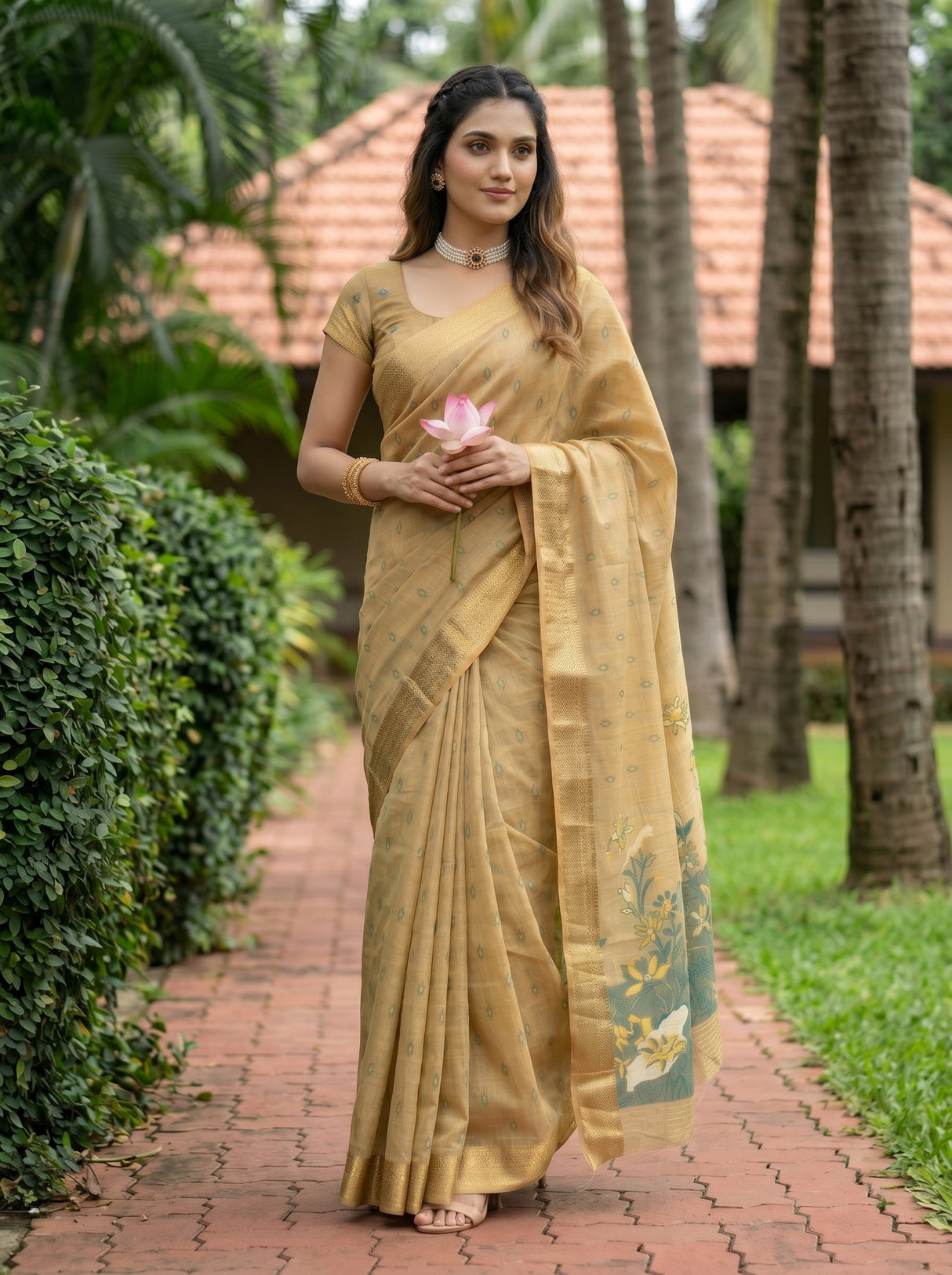 MIMOSA Tussar Banarasi Art Silk Saree — pose 9 styling detail