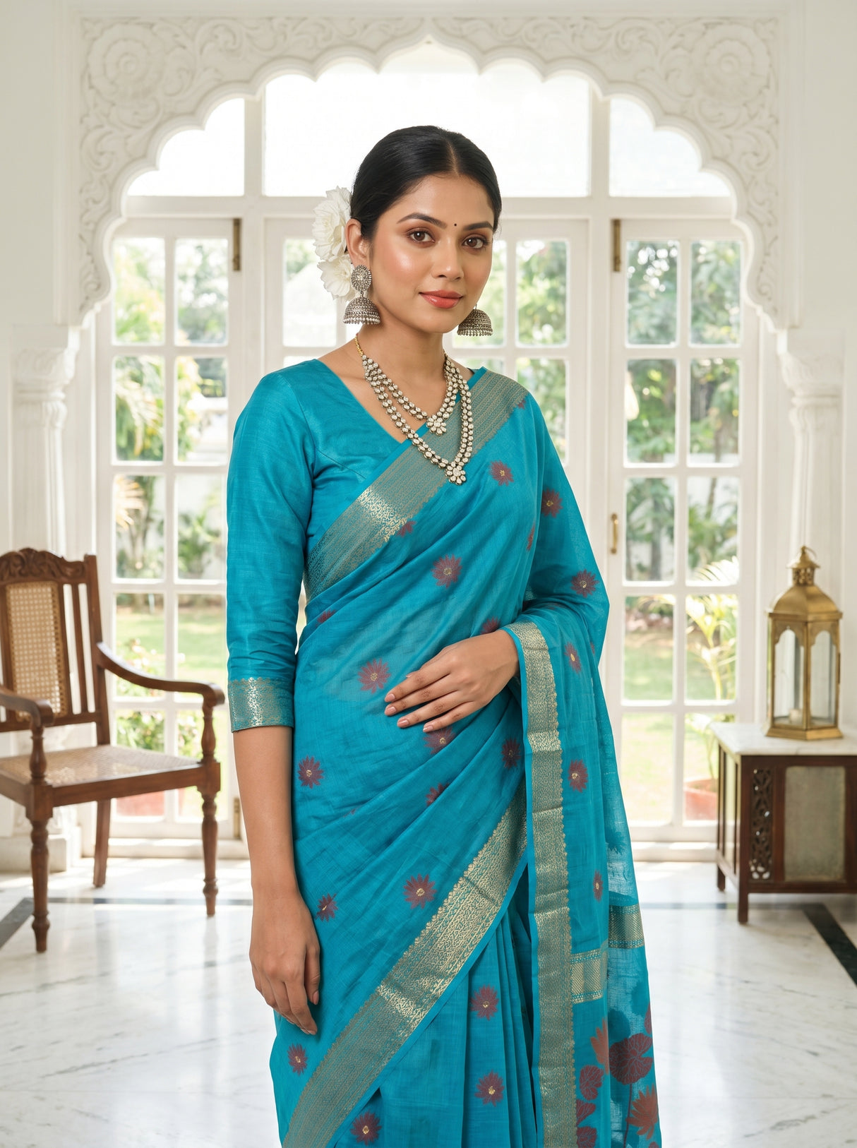 MIMOSA Ananda Banarasi Art Silk Saree — pose 4 styling detail