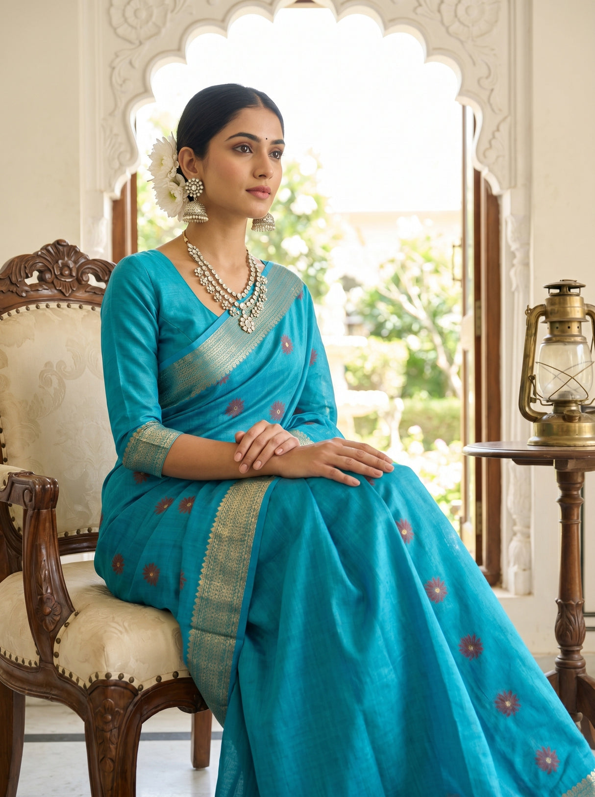 MIMOSA Ananda Banarasi Art Silk Saree — pose 8 styling detail