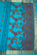 MIMOSA Ananda Banarasi Art Silk Saree — pallu and zari work detail