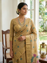 MIMOSA Chikoo Banarasi Art Silk Saree — pose 10 styling detail