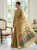 MIMOSA Chikoo Banarasi Art Silk Saree — Styled Model View